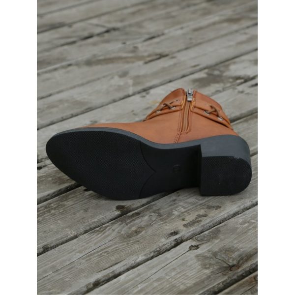 Vintage Plain Wearable Zipper Block Heel Classic Boots Buckle - Image 7