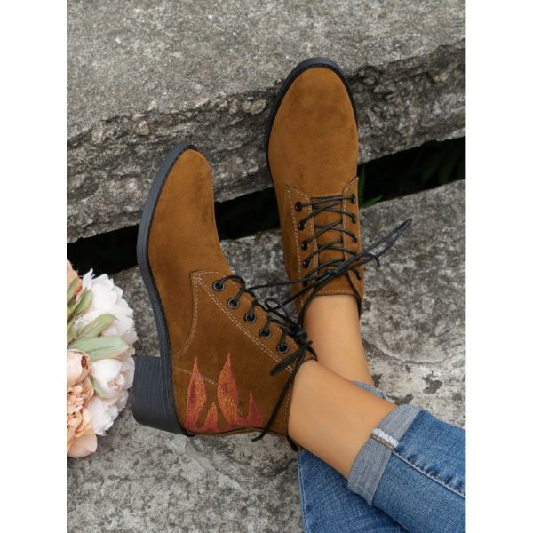 Vintage Abstract Wearable Lace-Up Block Heel Classic Boots Printing - Image 4