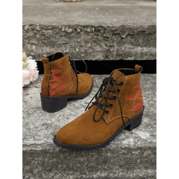 Vintage Abstract Wearable Lace-Up Block Heel Classic Boots Printing - Image 5