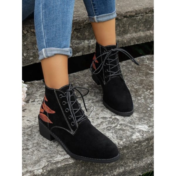 Vintage Abstract Wearable Lace-Up Block Heel Classic Boots Printing - Image 8