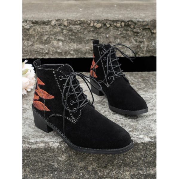 Vintage Abstract Wearable Lace-Up Block Heel Classic Boots Printing - Image 10