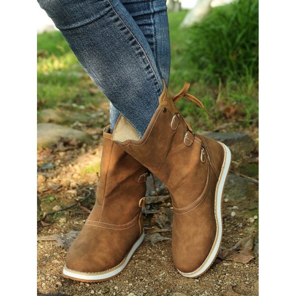 Casual Leopard Snake Print Lace-up Print Boots - Image 2