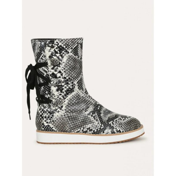 Casual Leopard Snake Print Lace-up Print Boots - Image 25