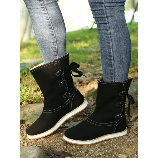 Casual Leopard Snake Print Lace-up Print Boots - Image 26