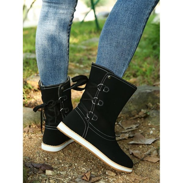 Casual Leopard Snake Print Lace-up Print Boots - Image 29
