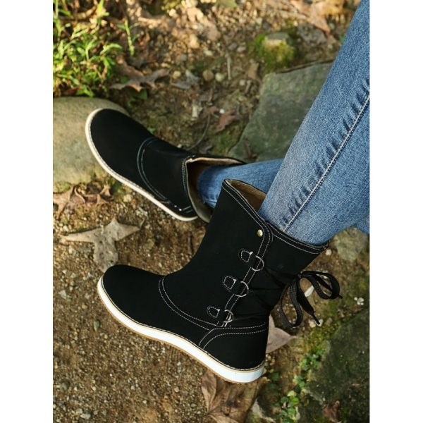 Casual Leopard Snake Print Lace-up Print Boots - Image 30