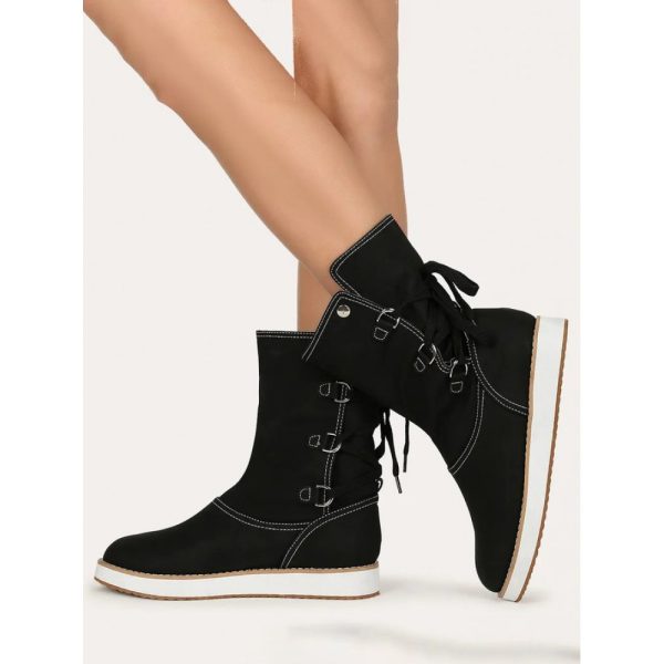 Casual Leopard Snake Print Lace-up Print Boots - Image 31