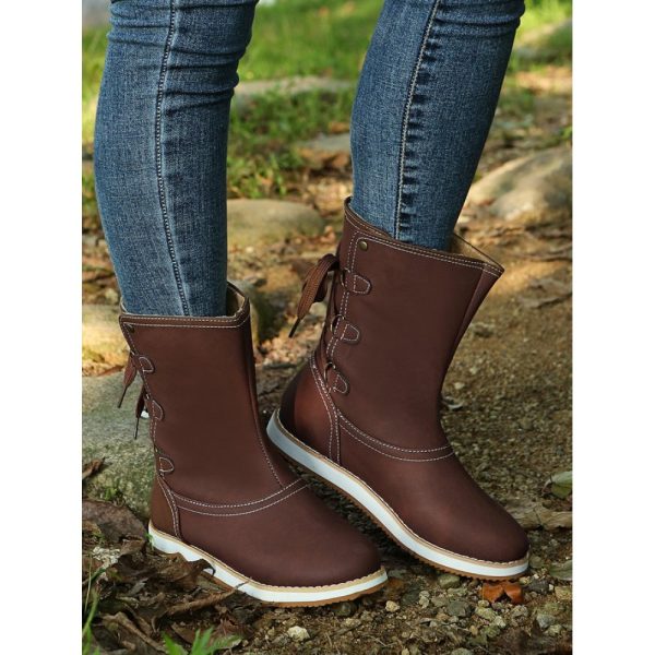 Casual Leopard Snake Print Lace-up Print Boots - Image 33