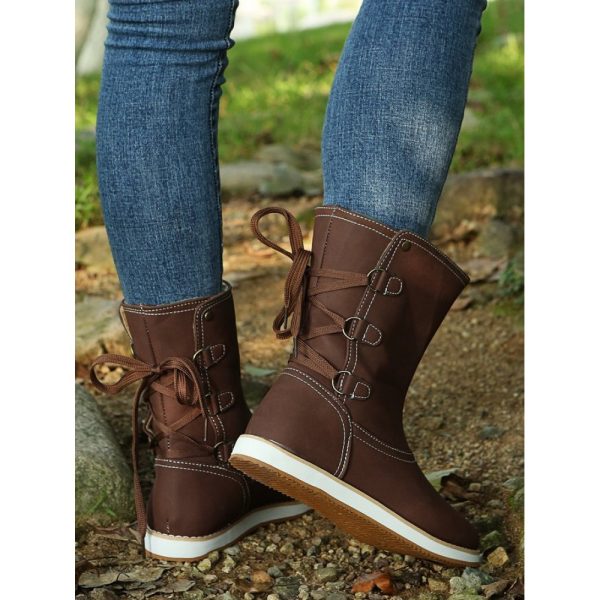 Casual Leopard Snake Print Lace-up Print Boots - Image 34