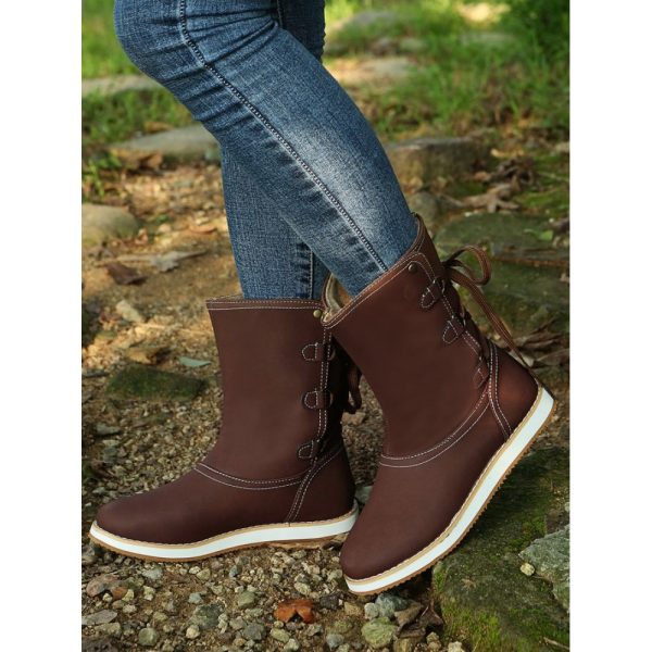 Casual Leopard Snake Print Lace-up Print Boots - Image 35