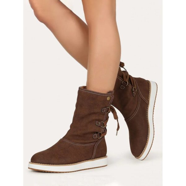 Casual Leopard Snake Print Lace-up Print Boots - Image 37