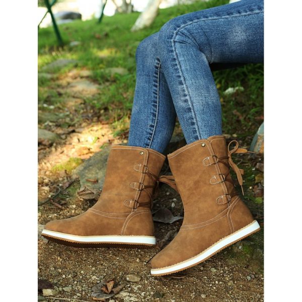 Casual Leopard Snake Print Lace-up Print Boots - Image 5