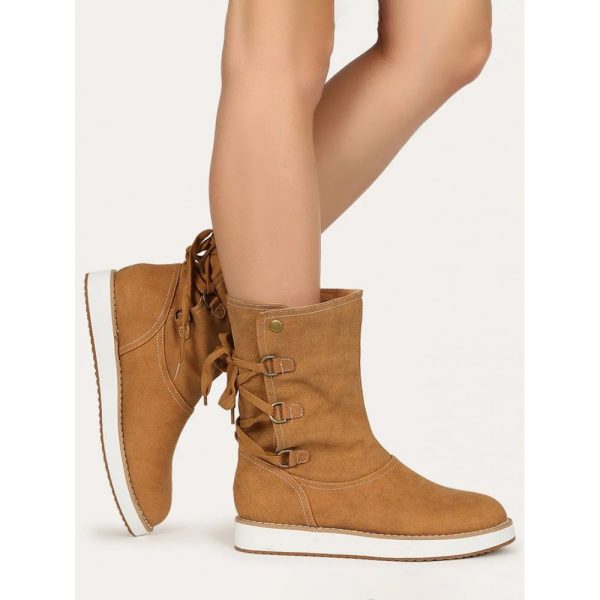 Casual Leopard Snake Print Lace-up Print Boots - Image 6