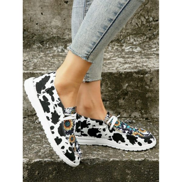 Western Cow Sunflower Canvas Boat Flats - Image 8