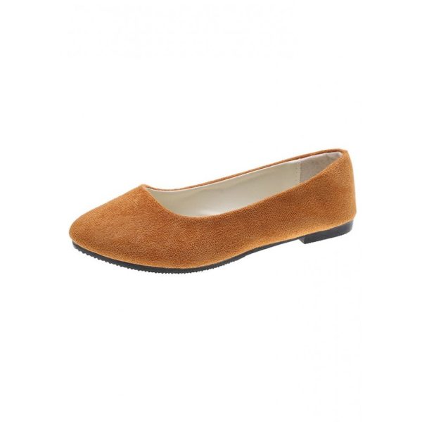 Plain All Season Simple Daily Velvet Flat Heel Round Toe Pu Slip On Shallow Shoes for Women - Image 23