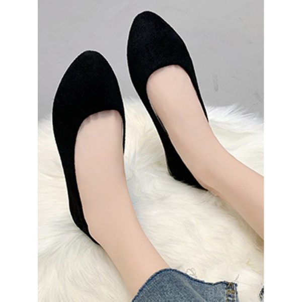 Plain All Season Simple Daily Velvet Flat Heel Round Toe Pu Slip On Shallow Shoes for Women - Image 32