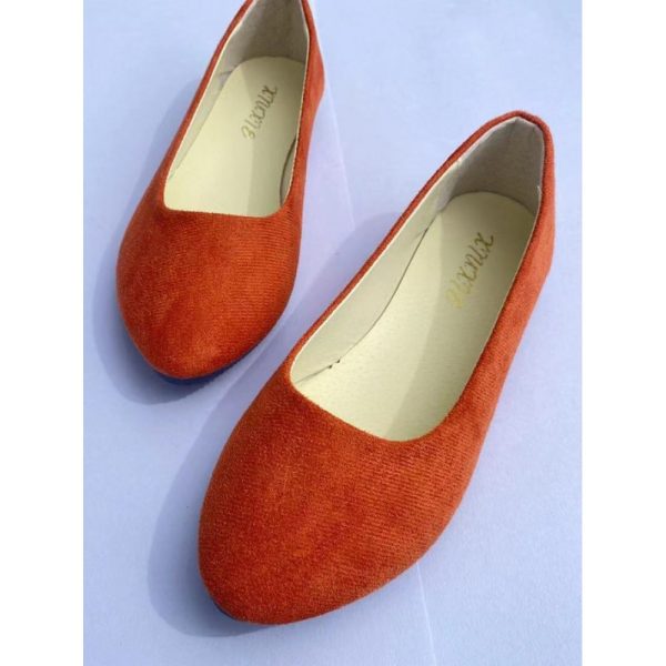 Plain All Season Simple Daily Velvet Flat Heel Round Toe Pu Slip On Shallow Shoes for Women - Image 59