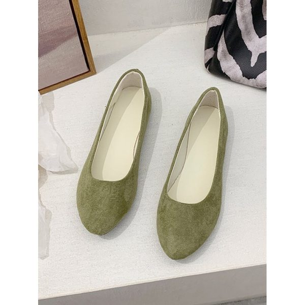 Plain All Season Simple Daily Velvet Flat Heel Round Toe Pu Slip On Shallow Shoes for Women - Image 69