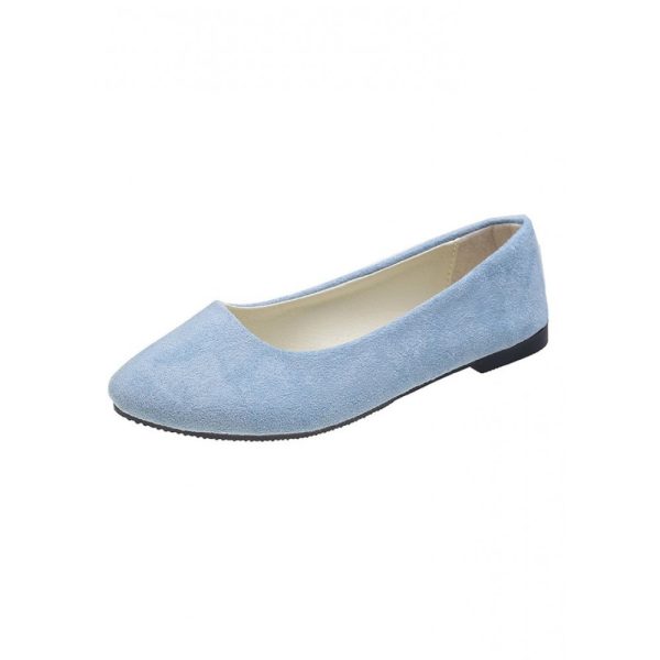 Plain All Season Simple Daily Velvet Flat Heel Round Toe Pu Slip On Shallow Shoes for Women - Image 78