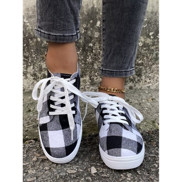 Christmas Red Plaid Black And White Plaid Leopard Casual Flat Shoes - Image 10