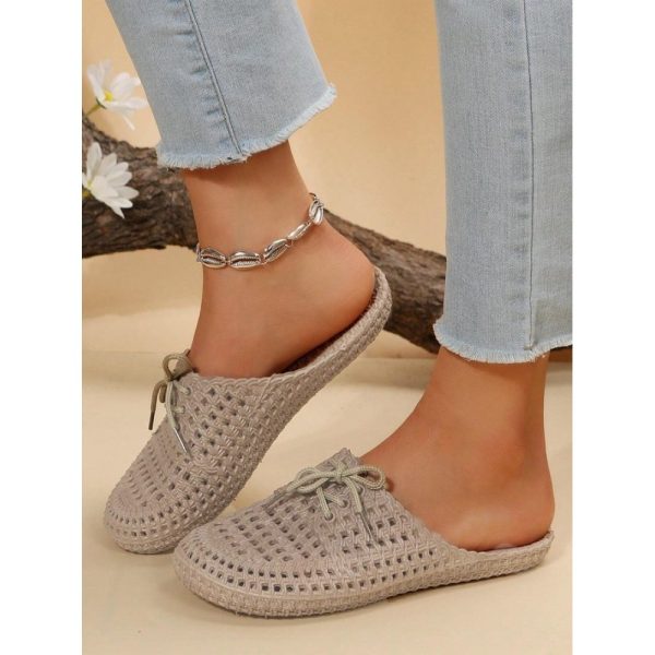 Women Lace Up Hollow Out Waterproof Beach Mules - Image 12