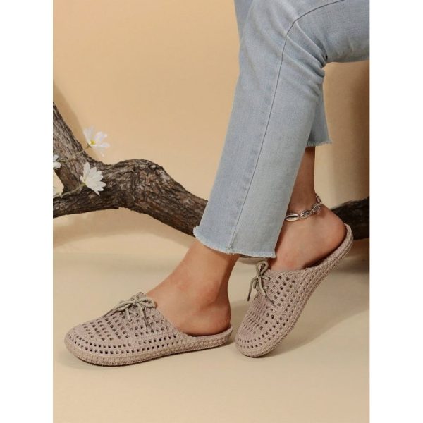 Women Lace Up Hollow Out Waterproof Beach Mules - Image 14