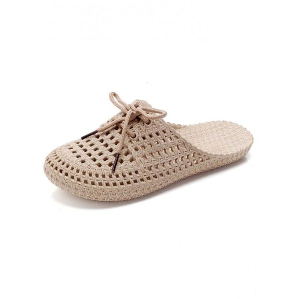 Women Lace Up Hollow Out Waterproof Beach Mules - Image 16