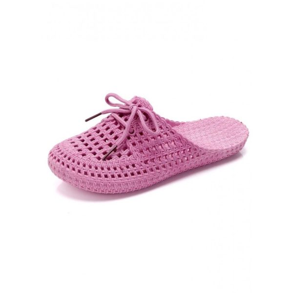 Women Lace Up Hollow Out Waterproof Beach Mules - Image 21
