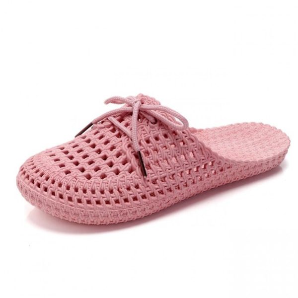 Women Lace Up Hollow Out Waterproof Beach Mules - Image 25