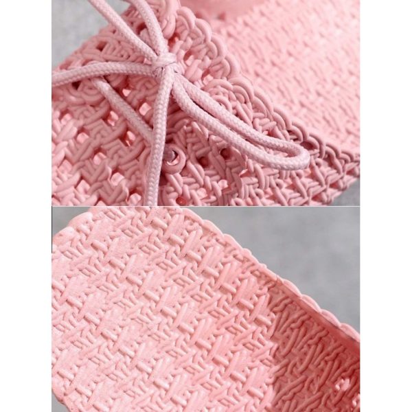 Women Lace Up Hollow Out Waterproof Beach Mules - Image 26