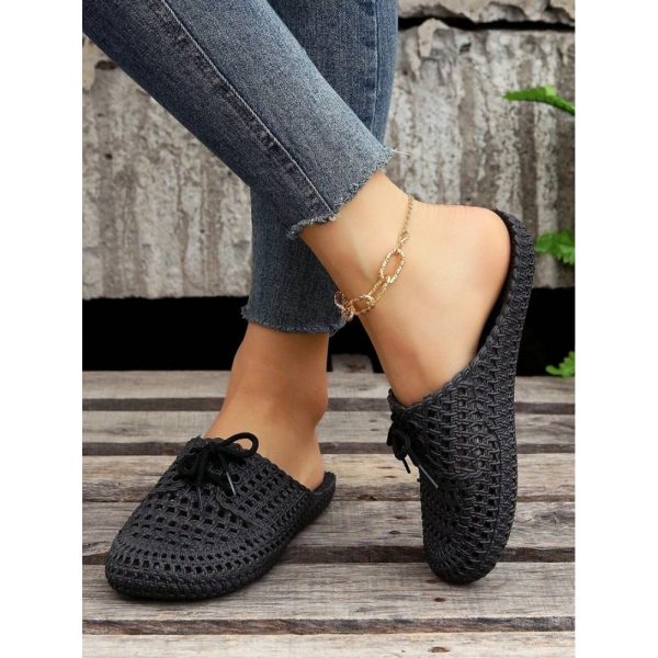 Women Lace Up Hollow Out Waterproof Beach Mules - Image 28