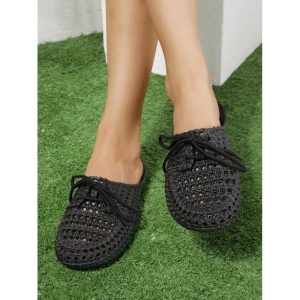 Women Lace Up Hollow Out Waterproof Beach Mules - Image 30