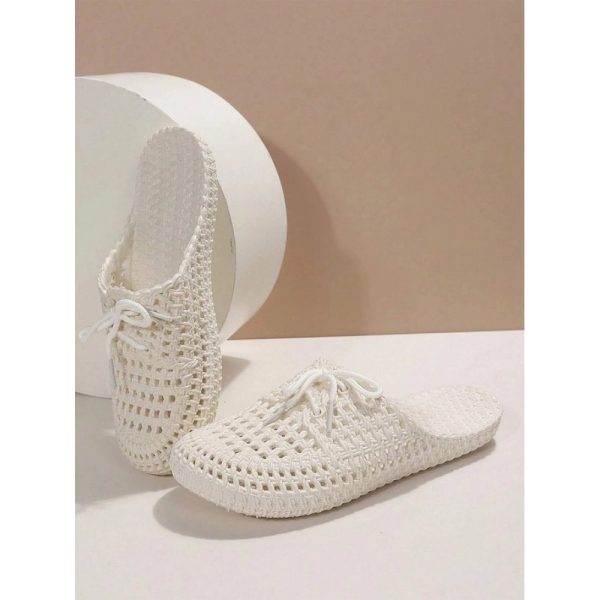 Women Lace Up Hollow Out Waterproof Beach Mules - Image 4