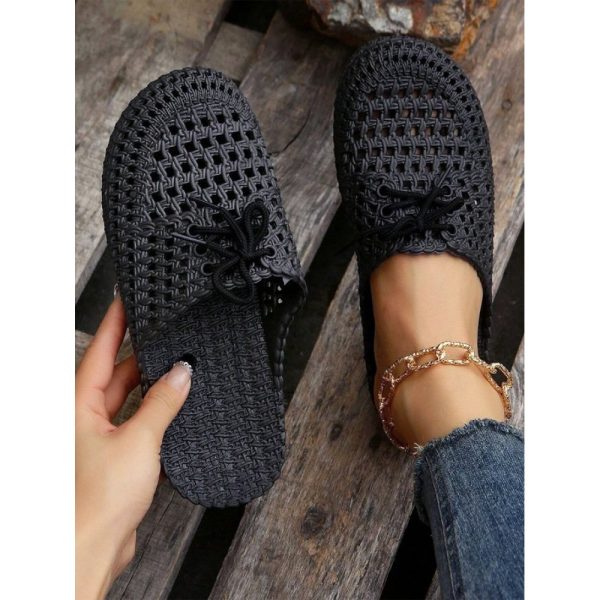 Women Lace Up Hollow Out Waterproof Beach Mules - Image 34