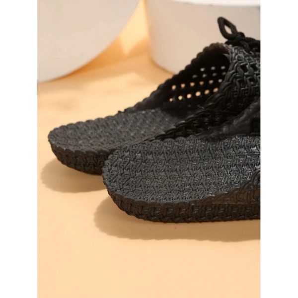 Women Lace Up Hollow Out Waterproof Beach Mules - Image 39