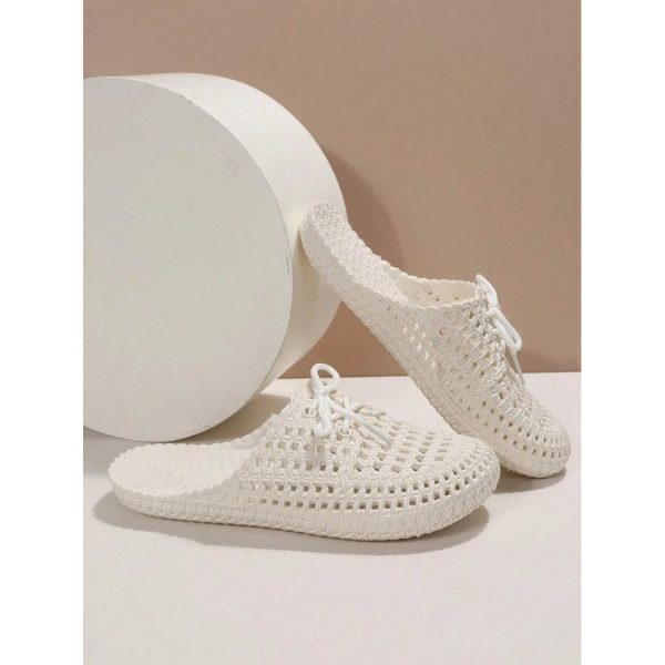 Women Lace Up Hollow Out Waterproof Beach Mules - Image 5