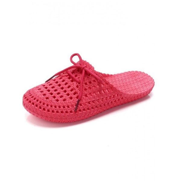 Women Lace Up Hollow Out Waterproof Beach Mules - Image 41