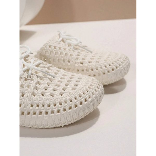 Women Lace Up Hollow Out Waterproof Beach Mules - Image 6