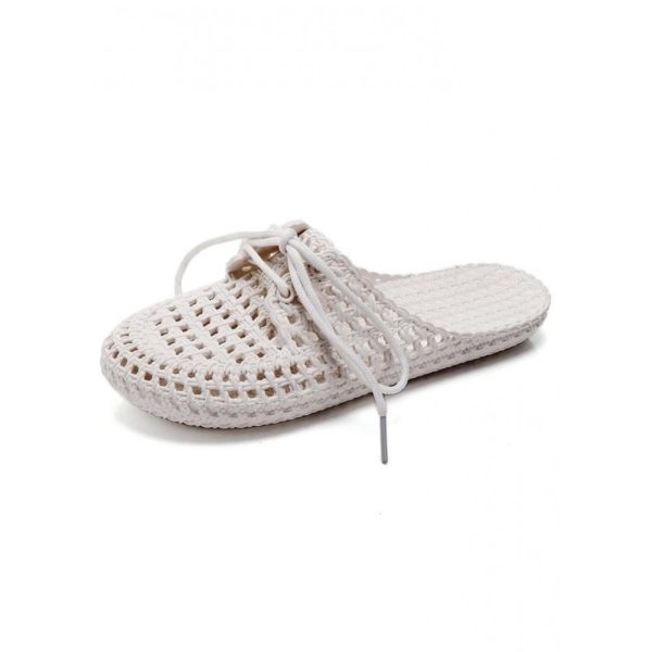 Women Lace Up Hollow Out Waterproof Beach Mules - Image 8