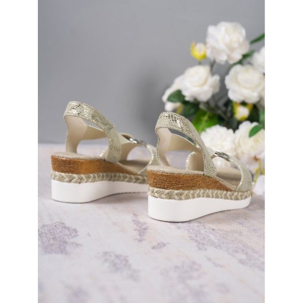 Vacation Leopard Breathable Slip On Block Heel Espadrille Sandals Metal - Image 10
