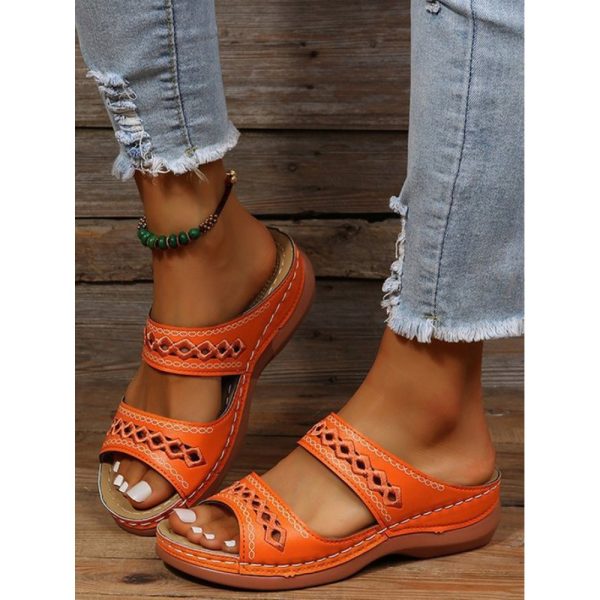 Retro Style Hollow Out Circular Embroidery Foot Casual Slippers - Image 21