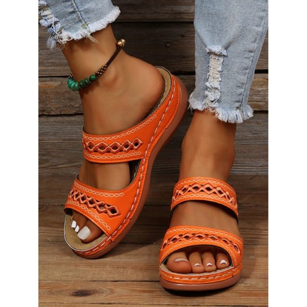 Retro Style Hollow Out Circular Embroidery Foot Casual Slippers - Image 22