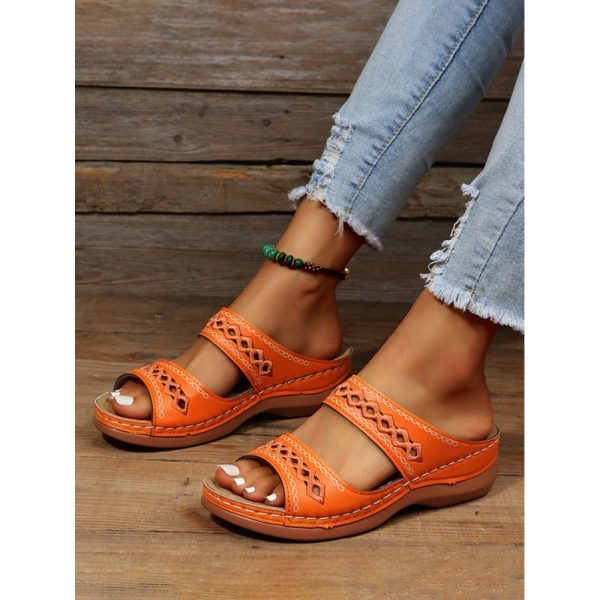 Retro Style Hollow Out Circular Embroidery Foot Casual Slippers - Image 24
