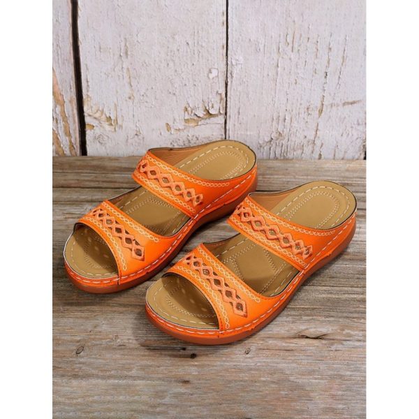Retro Style Hollow Out Circular Embroidery Foot Casual Slippers - Image 25