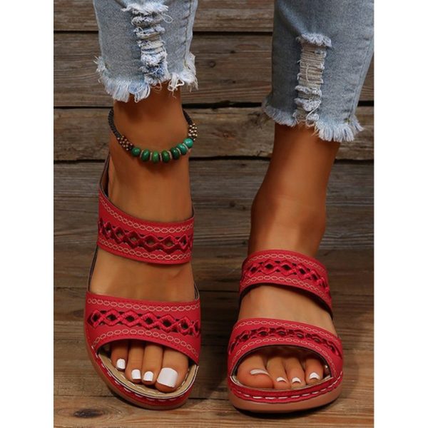 Retro Style Hollow Out Circular Embroidery Foot Casual Slippers - Image 28