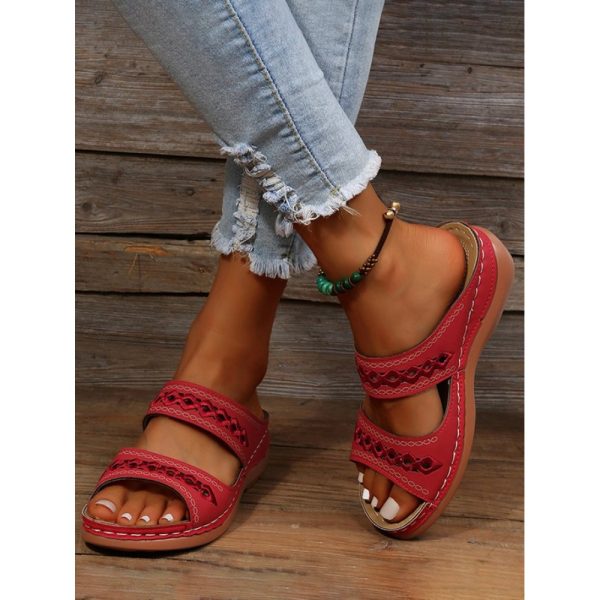 Retro Style Hollow Out Circular Embroidery Foot Casual Slippers - Image 29