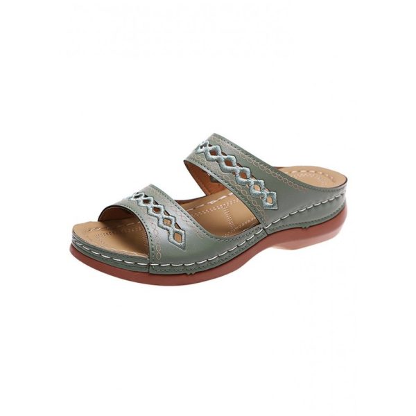 Retro Style Hollow Out Circular Embroidery Foot Casual Slippers - Image 5