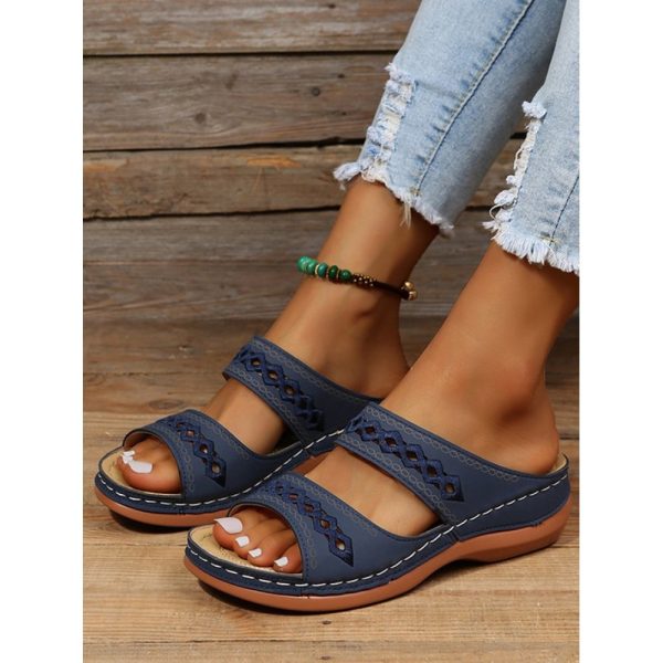 Retro Style Hollow Out Circular Embroidery Foot Casual Slippers - Image 8