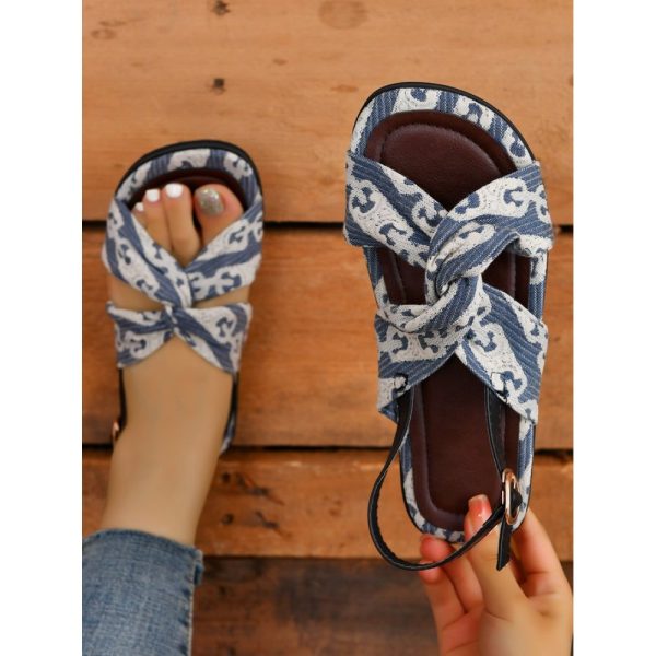 Casual Knot Front Print Slingback Sandals - Image 4