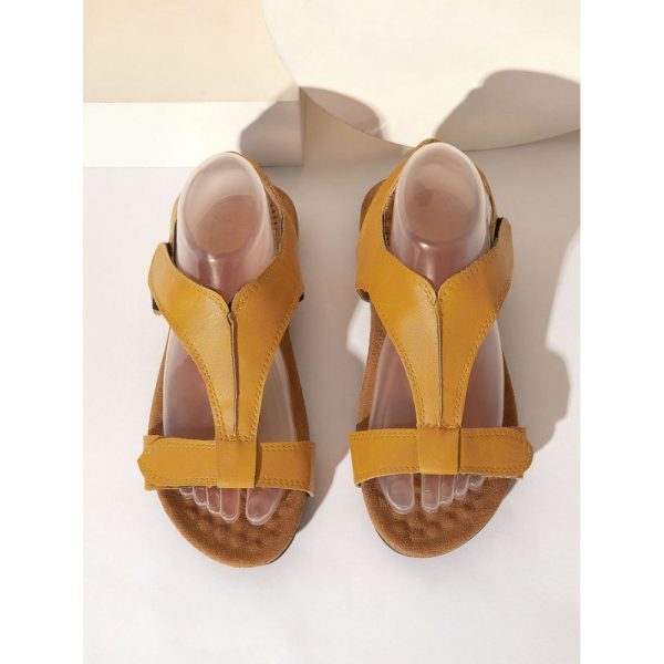 Retro Solid Color Casual Velcro Portable Sandals - Image 19